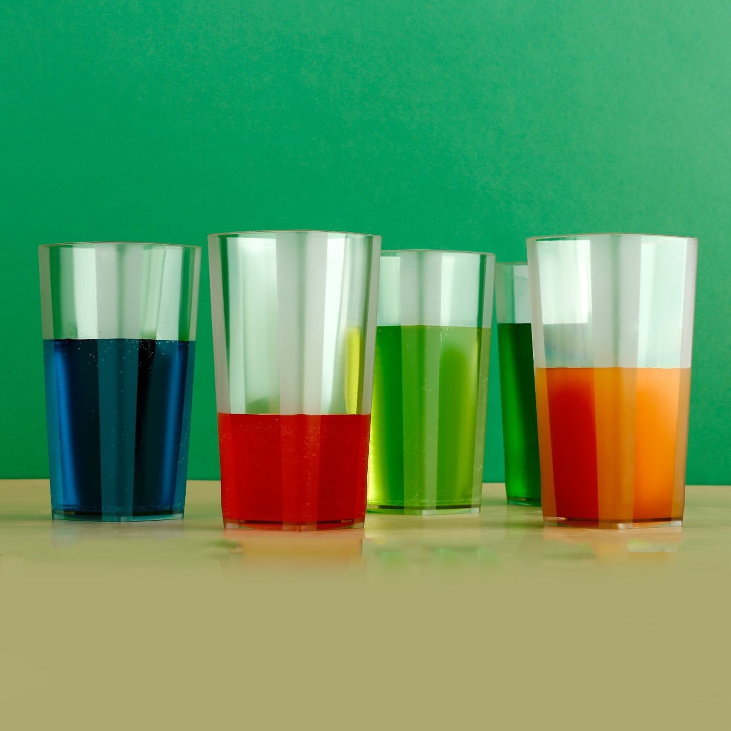 Unbreakable Transparent Square Design Wine Tumbler Plastic Glass 300 ML 6 Pc