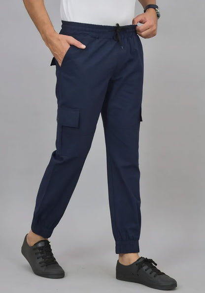 Combo of 2 Four Pocket Cargo Pants Black and Blue