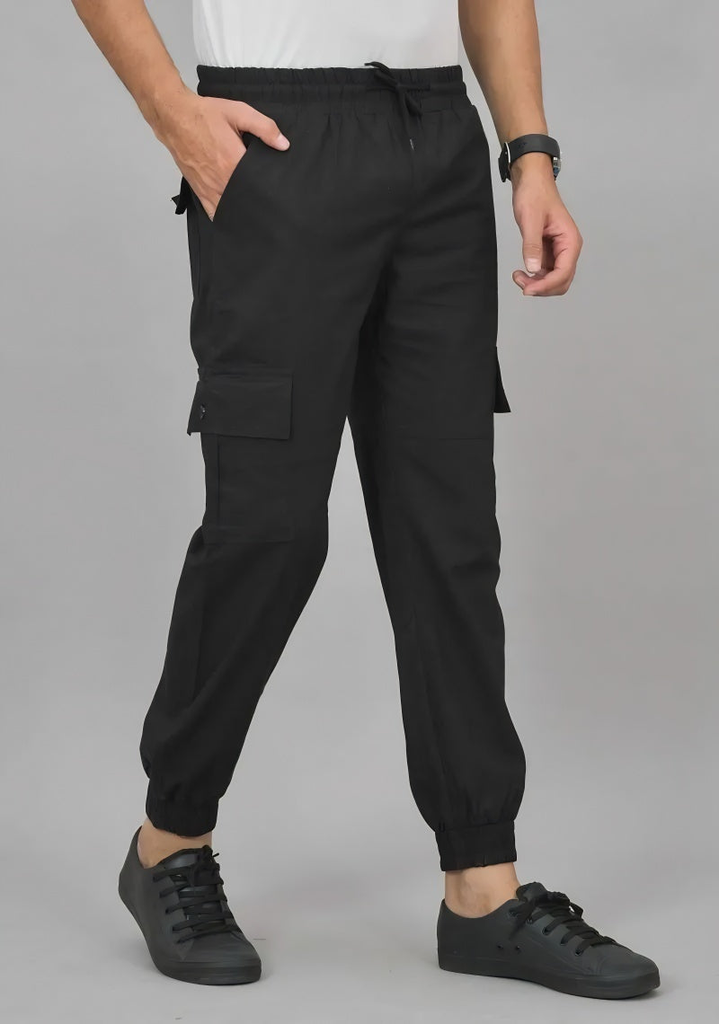 Combo of 2 Four Pocket Cargo Pants Black and Blue