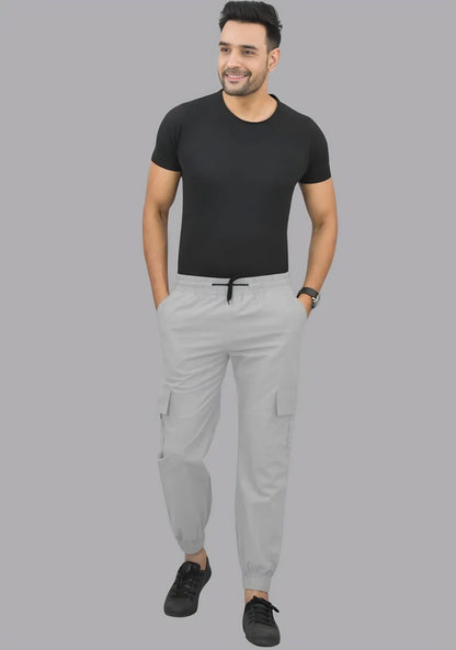 Combo of 2 Four Pocket Cargo Pants Grey & Beige